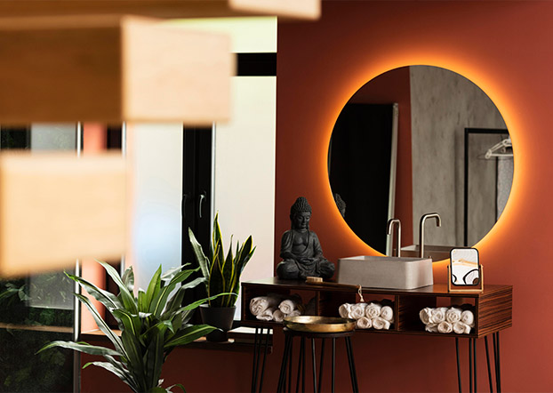 Well-lit small bathroom with bright finishes