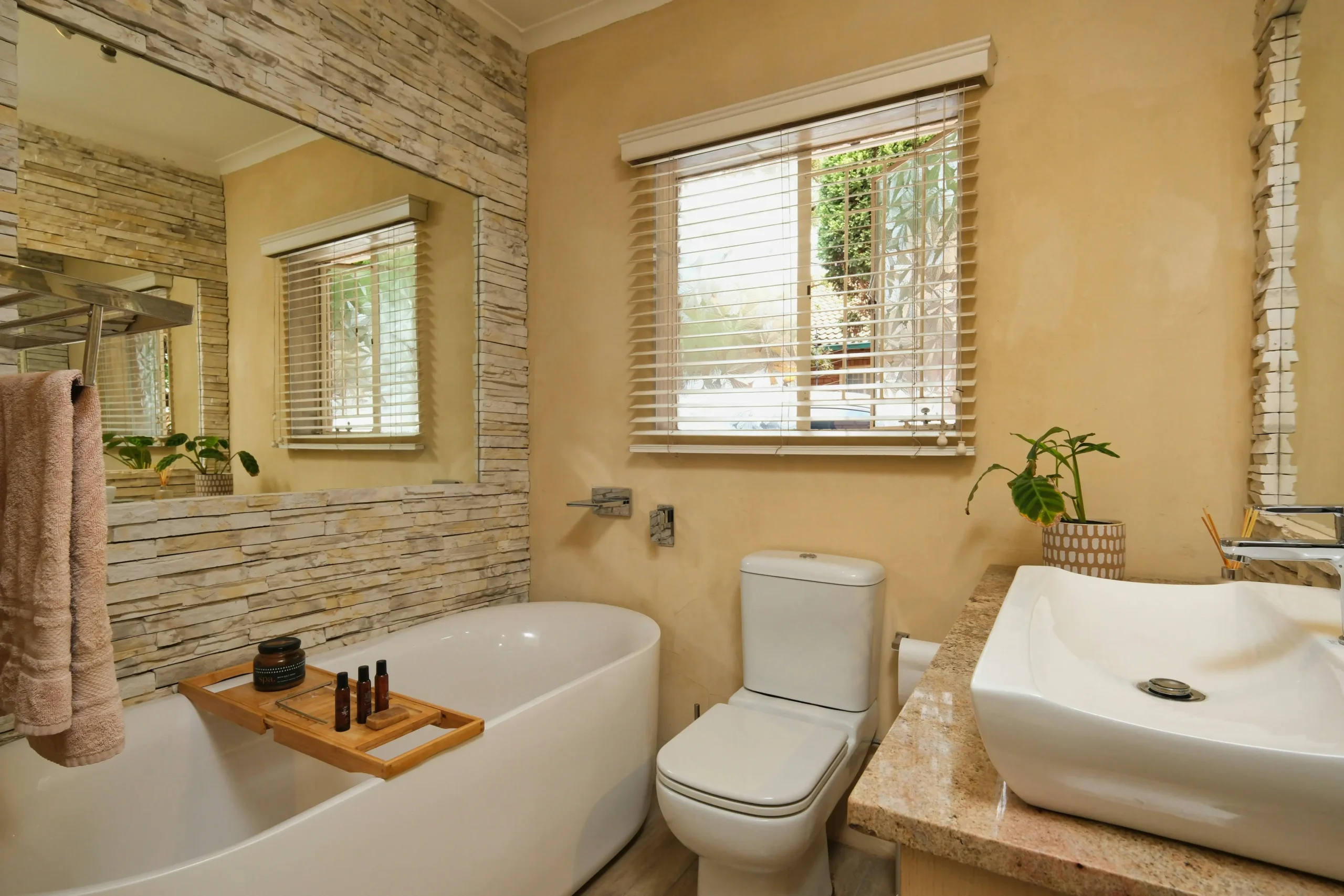 warm design for a bathroom sample photo