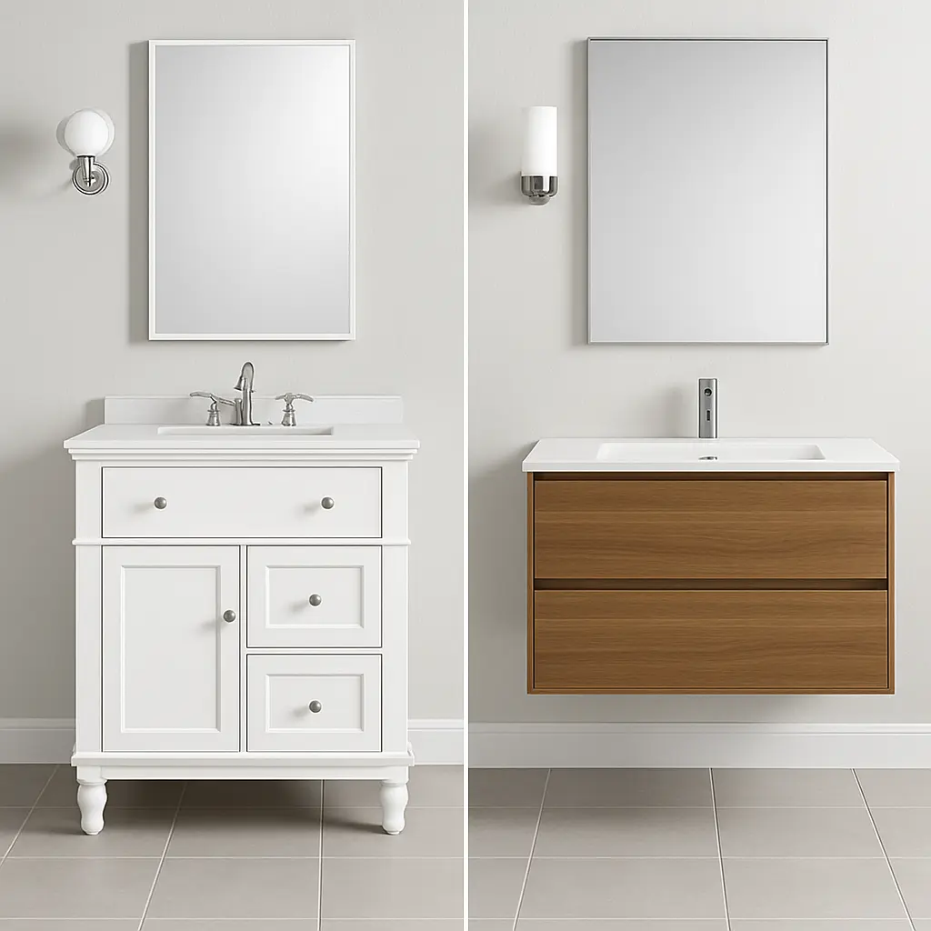 concept image for comparison of bathroom vanities for topic on bathroom vanity buying guide